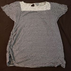 Striped Motherhood Maternity shirt with lace detai